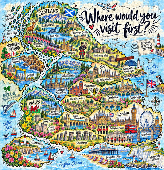 Explore Britain - Landmarks Map 1000 pcs Puzzle