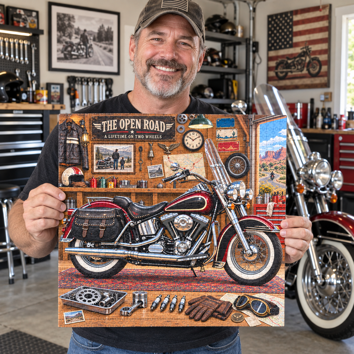 "Live to Ride, Ride to Live" Vintage Motorcycle 1000-Piece Puzzle