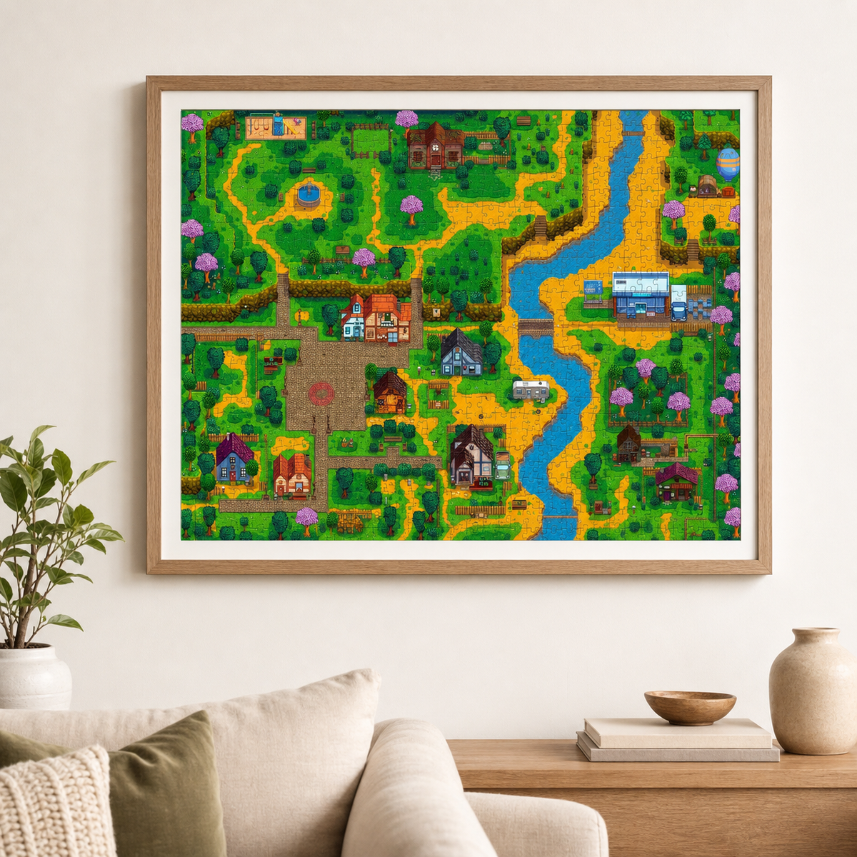 Inspired by Stardew Valley: Pelican Town Panorama Jigsaw Puzzle
