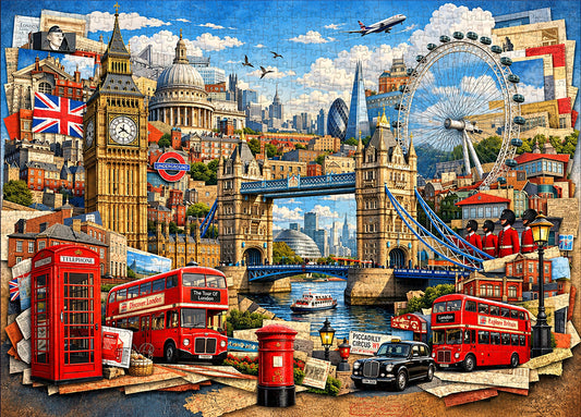 London Cityscape Collage Jigsaw Puzzle - 500/1000 Piece Puzzle