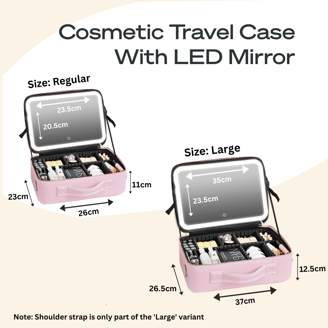 Portable  3 in 1 Cosmetic Case With LED Mirror