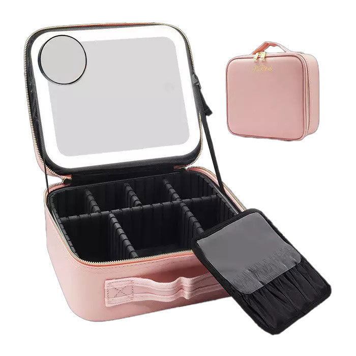 Portable  3 in 1 Cosmetic Case With LED Mirror
