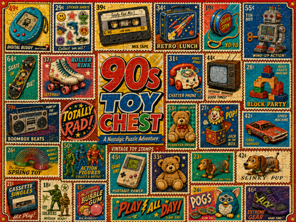 90s Toy Chest Nostalgia Puzzle – 500/1000 Pieces