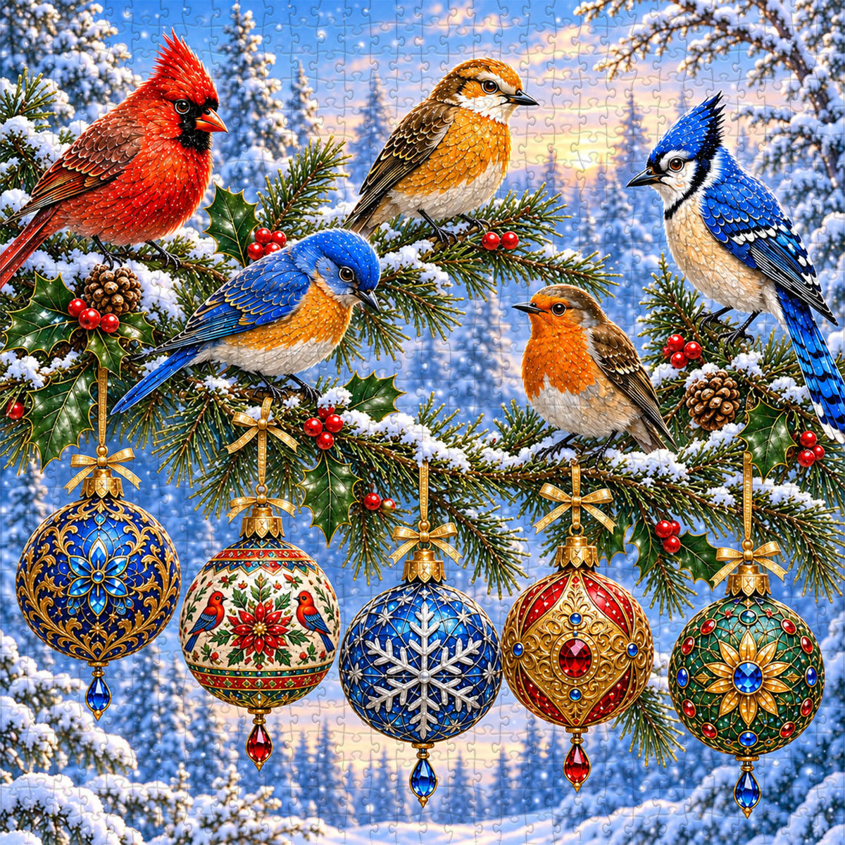 Christmas Songbirds Jigsaw Puzzle 1000 Pieces