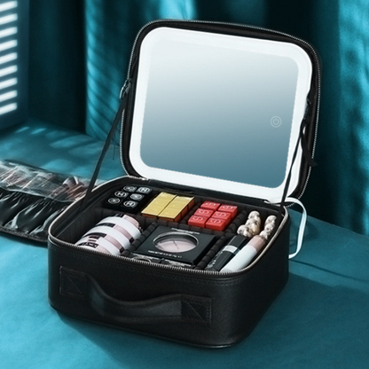 Portable  3 in 1 Cosmetic Case With LED Mirror
