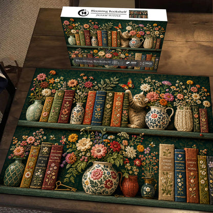 Vintage Blooming Bookshelf Jigsaw Puzzle