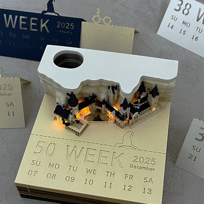 2025 Harry Potter Hogwarts Castle Calendar 3D Art Memo Pad Sticky Notes For Christmas Gift
