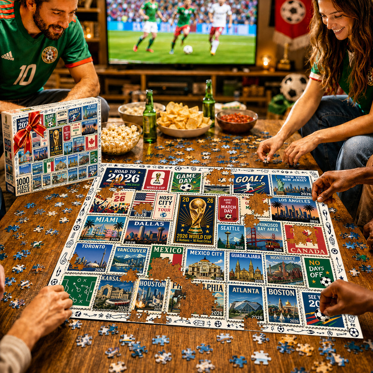 2026 World Cup Soccer Stamp Collection Puzzle - 500/1000 Piece Jigsaw Puzzle