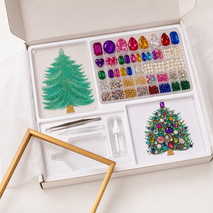  DIY Jeweled Christmas Tree Floating Frame Kit– Create Your Own Sparkling Holiday Decoration✨