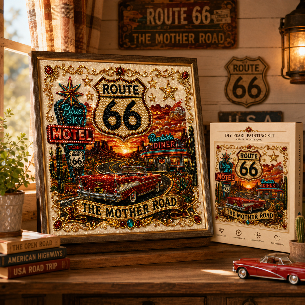 Route 66 Centennial Pearl Painting Kit 🚗 A Tribute to the Mother Road — Route 66 Centennial Edition