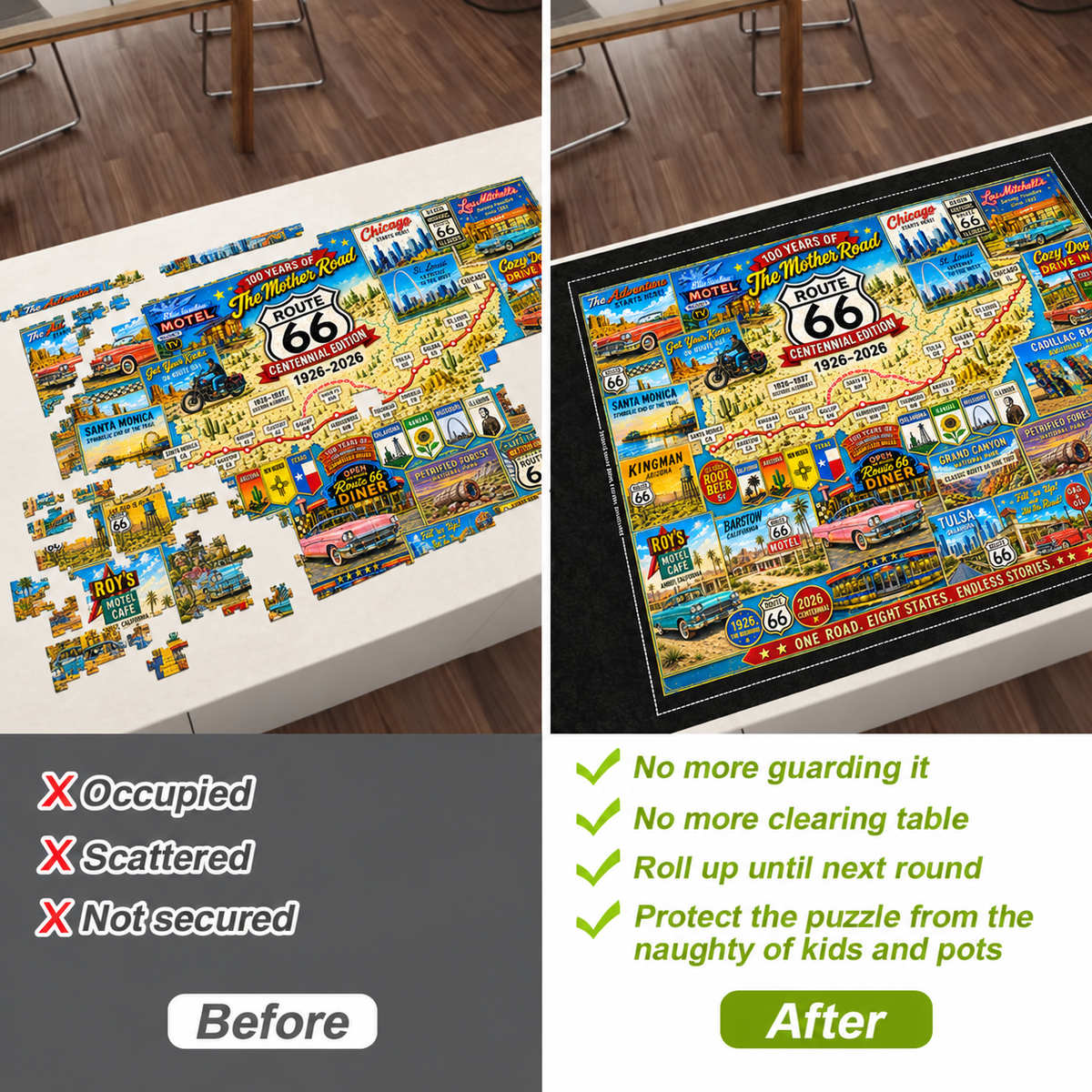 Ainiv Jigsaw Puzzle Mat Roll Up 1500 Pieces, 46" x 26 "