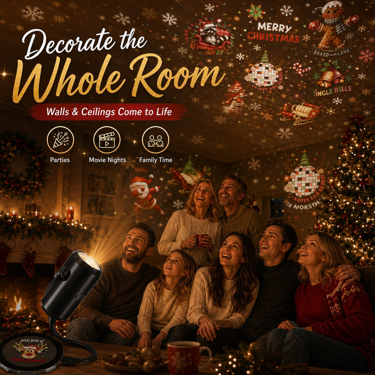 🎄🌟 Christmas Projection Night Light-Plug & Play HD Christmas Projector🎅