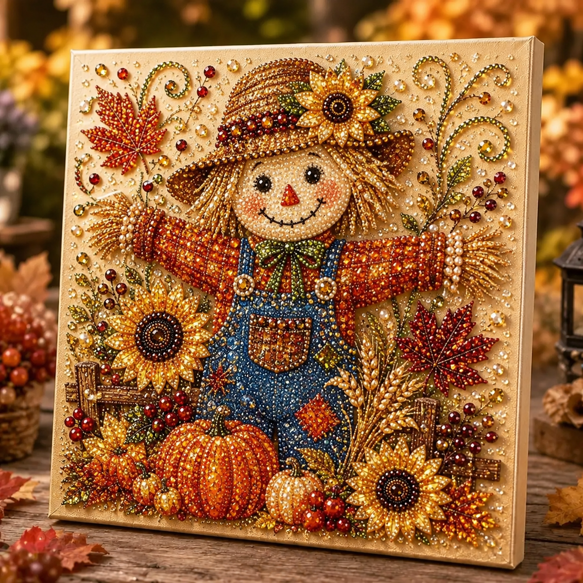 🎃 Create Your Own Sparkling Halloween Magic-DIY Pumpkin Scarecrow Pearl Painting Kit