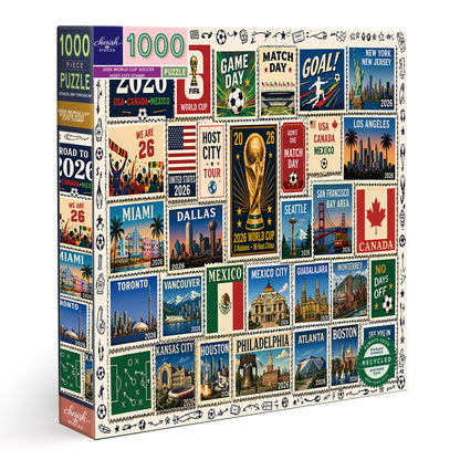 2026 World Cup Soccer Host City Stamp Puzzle - 500/1000 Piece Jigsaw Puzzle