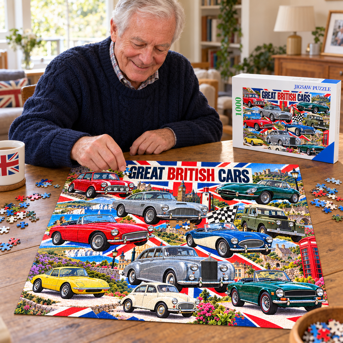 A tribute to classic British cars - 1000-piece puzzle