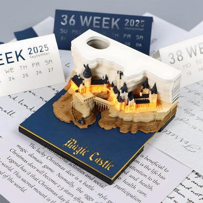 2025 Harry Potter Hogwarts castle calendar 3dart memo pad sticky notes