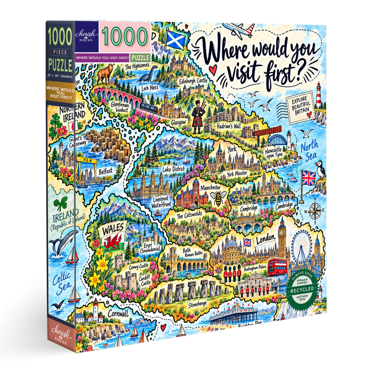 Explore Britain - Landmarks Map 1000 pcs Puzzle