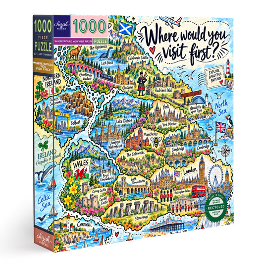 Explore Britain - Landmarks Map 1000 pcs Puzzle