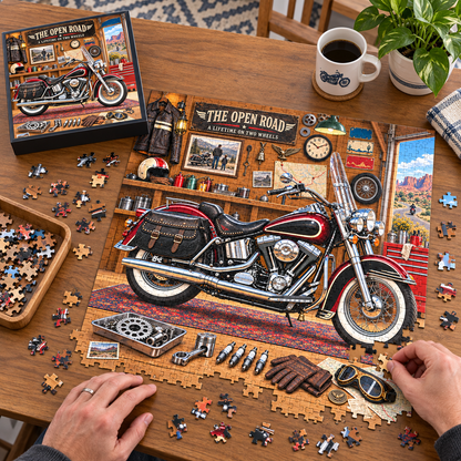 "Live to Ride, Ride to Live" Vintage Motorcycle 1000-Piece Puzzle