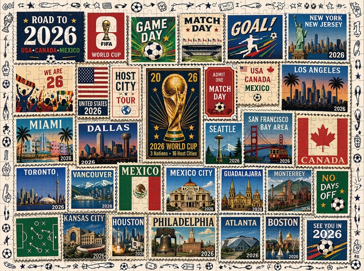 2026 World Cup Host Cities Journey Commemorative Stamp Puzzle – Premium Soccer Collectible & The Ultimate Gift for Fans