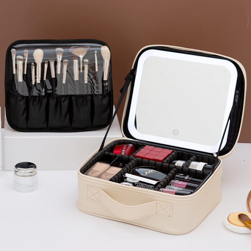 Portable  3 in 1 Cosmetic Case With LED Mirror