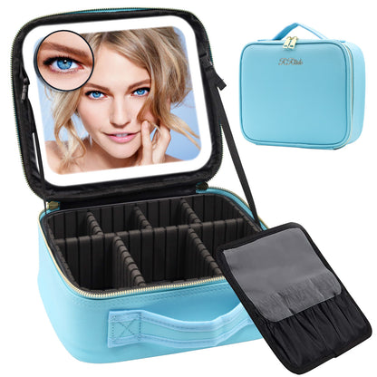 Portable  3 in 1 Cosmetic Case With LED Mirror