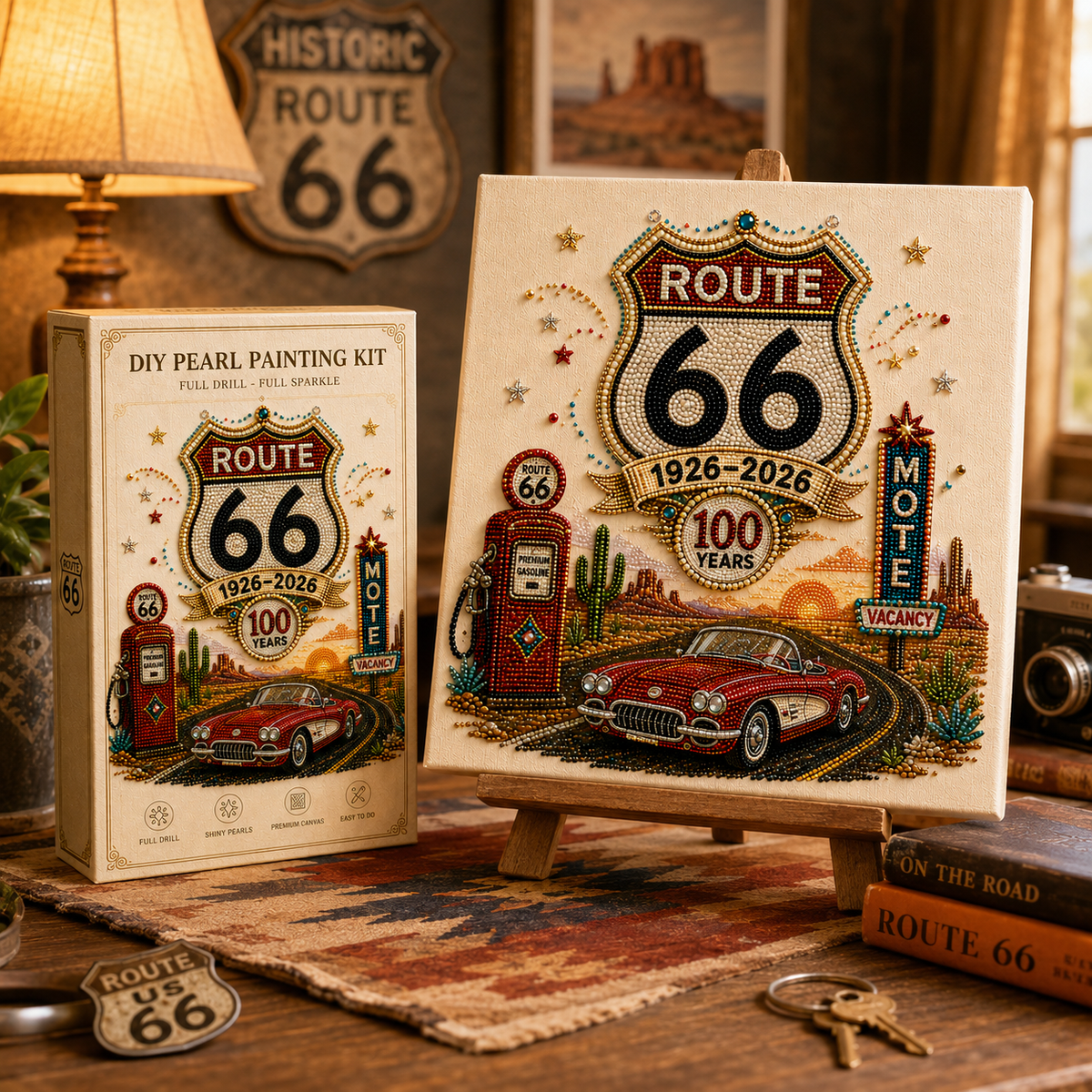 Route 66 Centennial Pearl Painting Kit 🚗 A Tribute to the Mother Road — Route 66 Centennial Edition