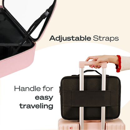 Portable  3 in 1 Cosmetic Case With LED Mirror