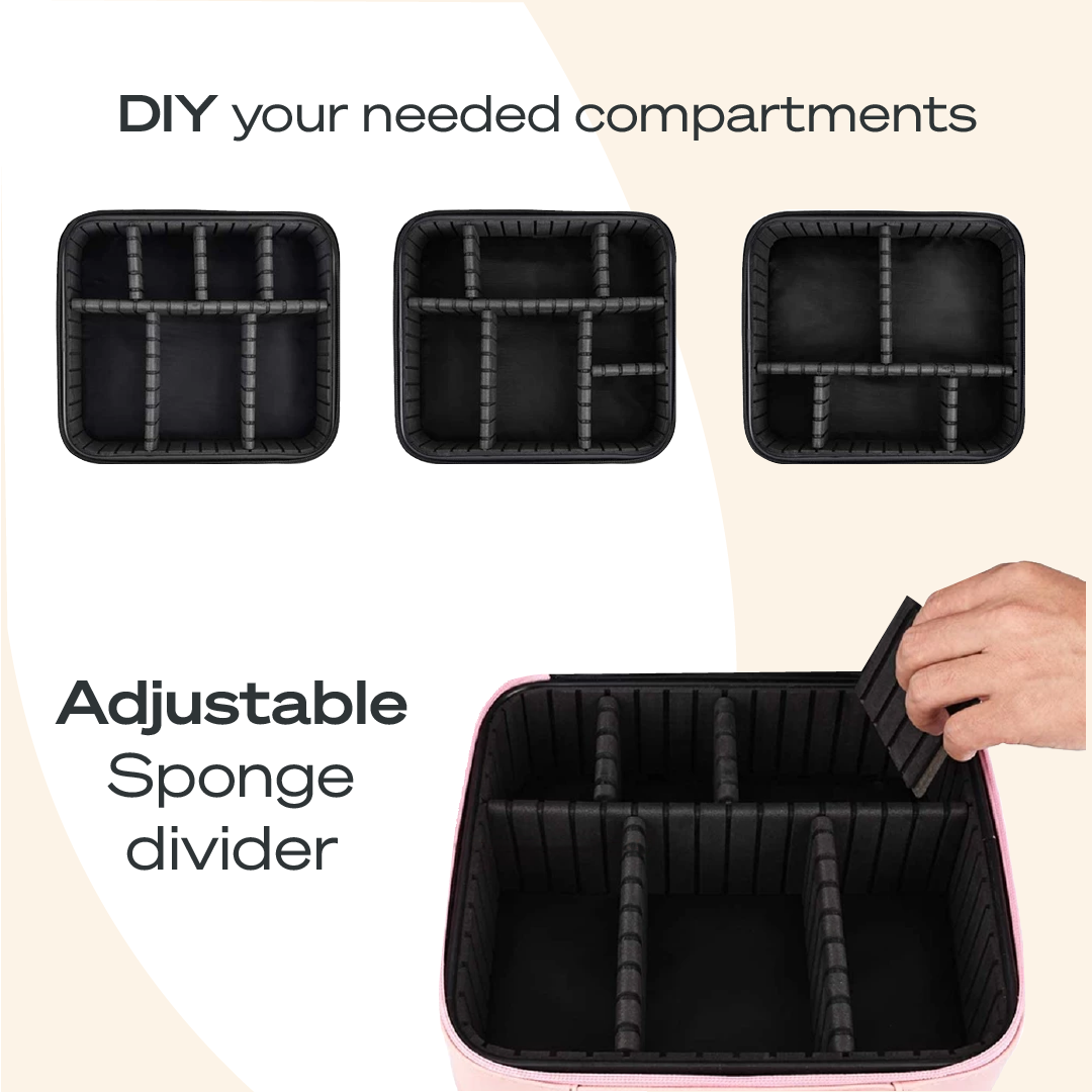 Portable  3 in 1 Cosmetic Case With LED Mirror