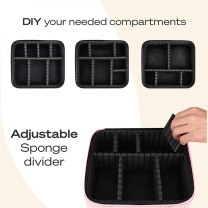 Portable  3 in 1 Cosmetic Case With LED Mirror
