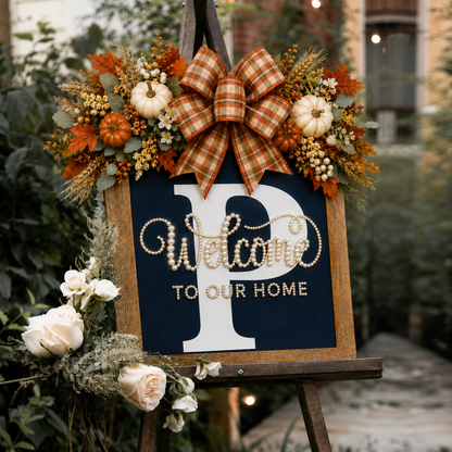 2026 fall - Welcome Front Door Wreath - Pearl painting styles