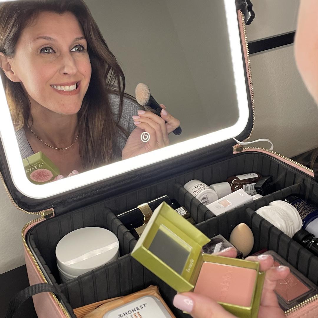 Portable  3 in 1 Cosmetic Case With LED Mirror