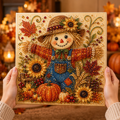 🎃 Create Your Own Sparkling Halloween Magic-DIY Pumpkin Scarecrow Pearl Painting Kit