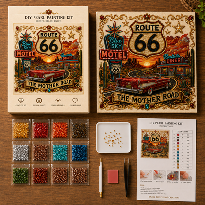 Route 66 Centennial Pearl Painting Kit 🚗 A Tribute to the Mother Road — Route 66 Centennial Edition