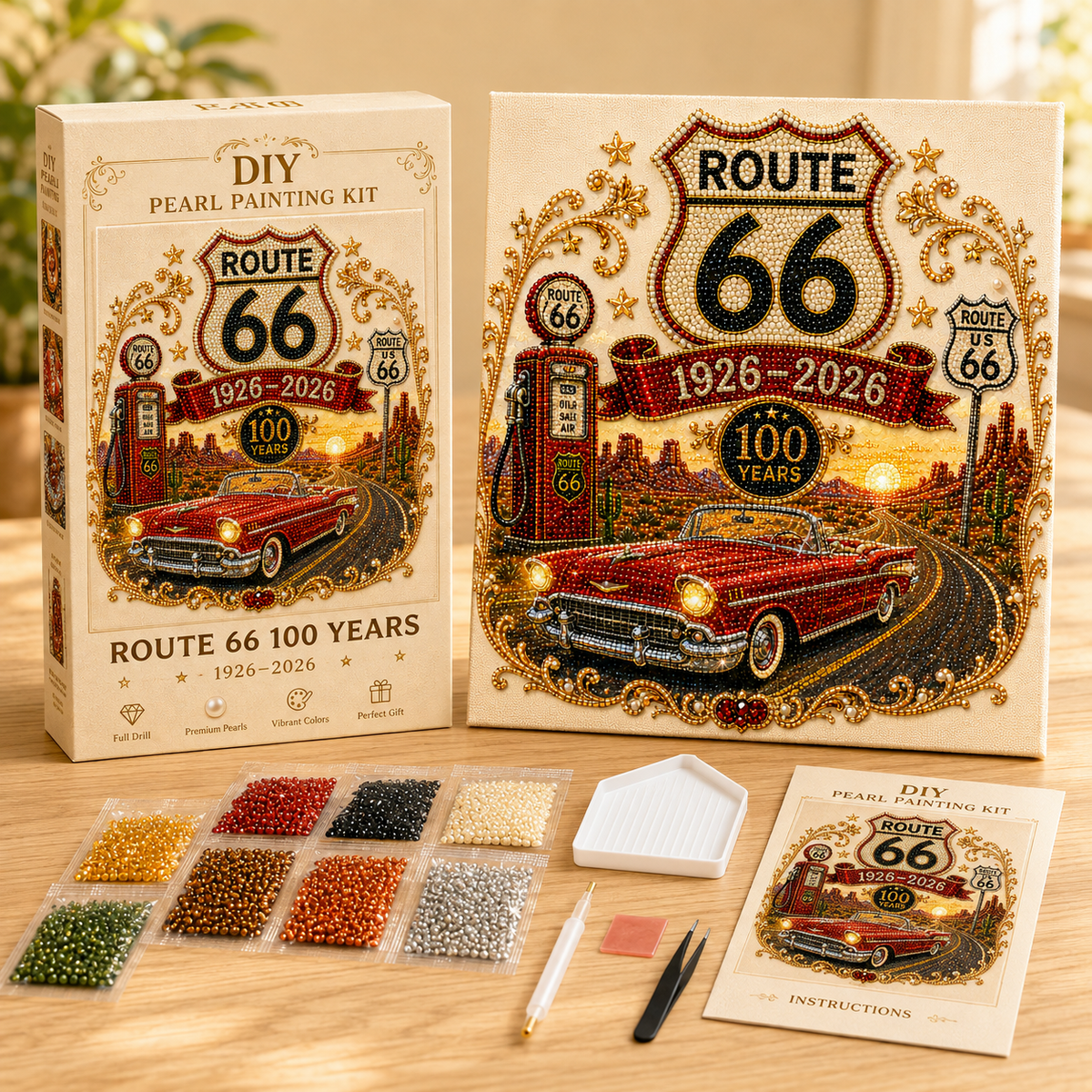 Route 66 Centennial Pearl Painting Kit 🚗 A Tribute to the Mother Road — Route 66 Centennial Edition