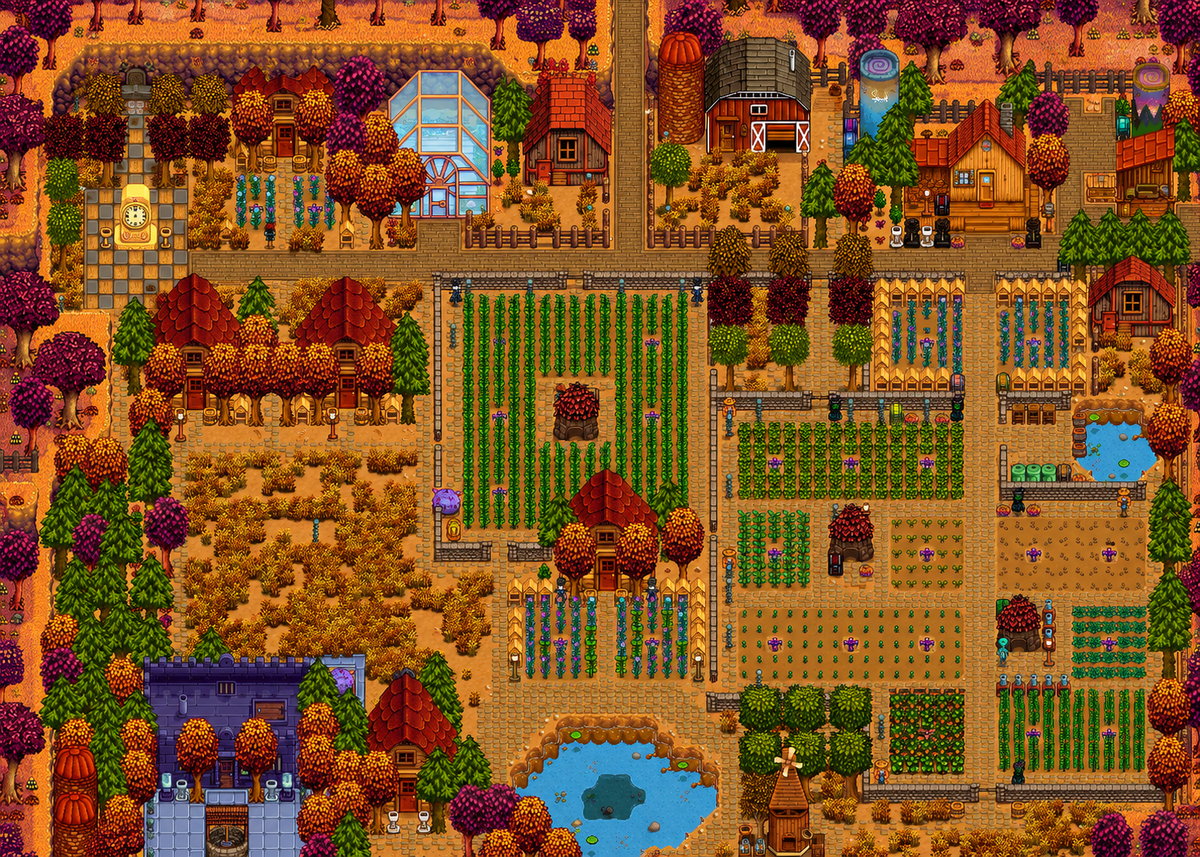 Inspired by Stardew Valley: Pelican Town Panorama Jigsaw Puzzle