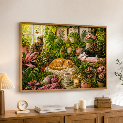 2026 NEW- Cats in the Sunlit Garden - 500/1000-Piece Jigsaw Puzzle