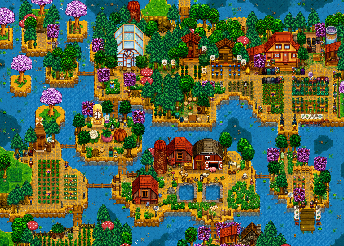 Inspired by Stardew Valley: Pelican Town Panorama Jigsaw Puzzle
