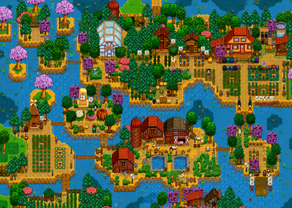 Inspired by Stardew Valley: Pelican Town Panorama Jigsaw Puzzle