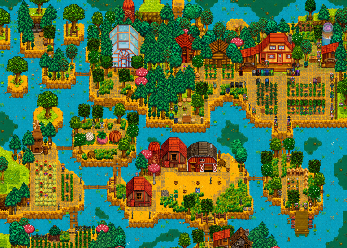 Inspired by Stardew Valley: Pelican Town Panorama Jigsaw Puzzle