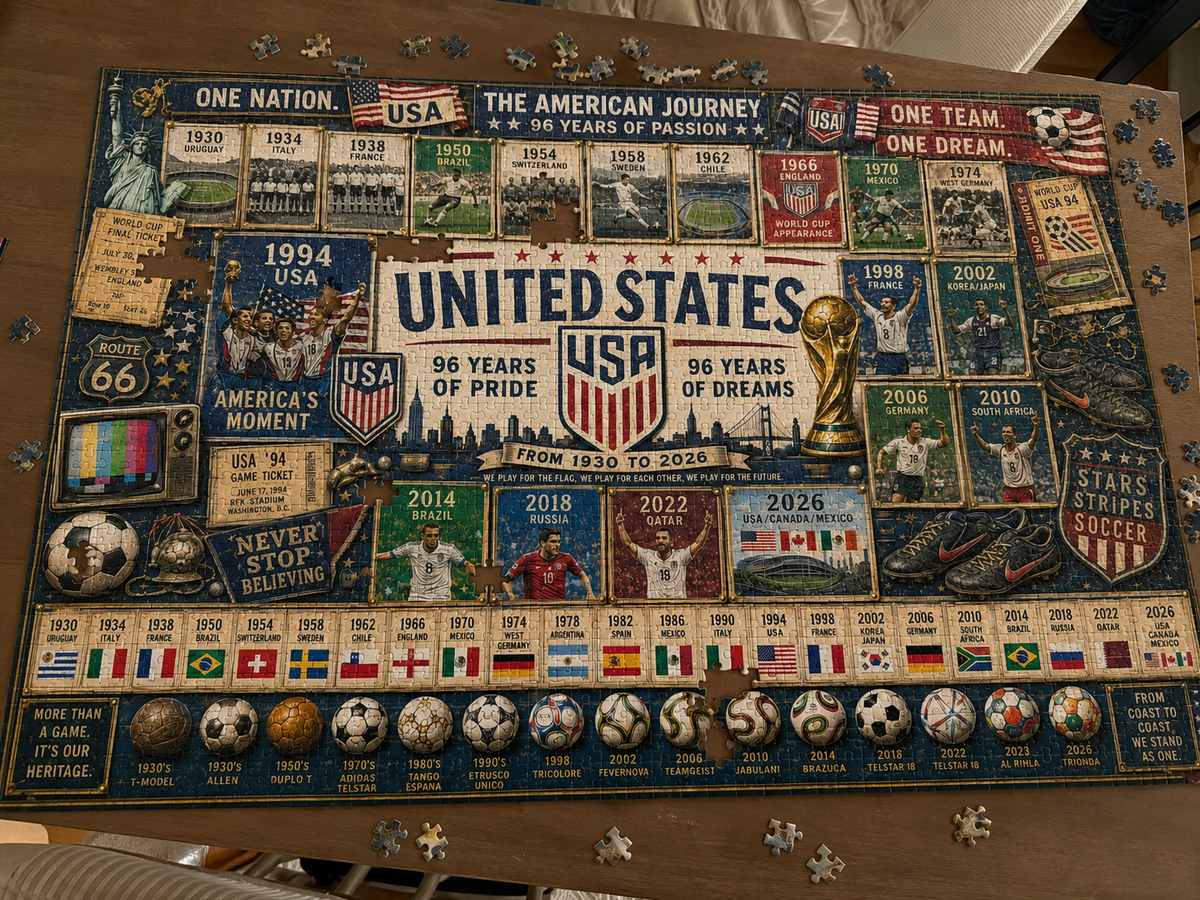 USA 96th World Cup Soccer "Road to Glory" Jigsaw Puzzle – 500/1000 Pieces